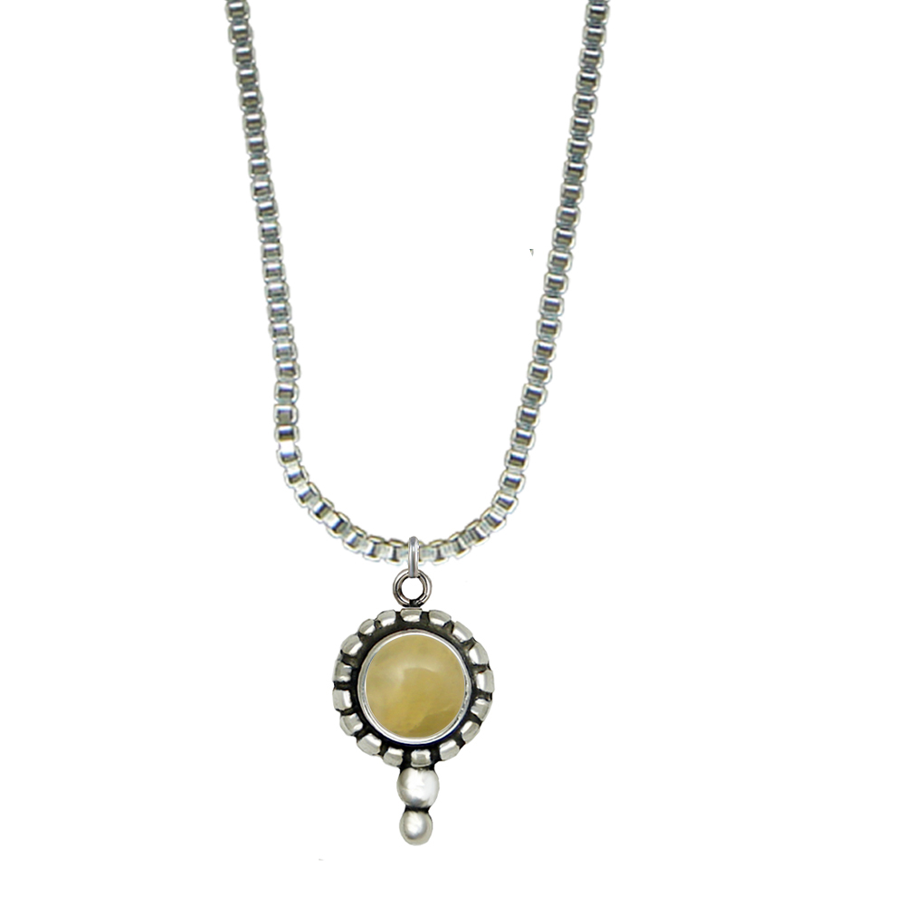 Sterling Silver Little Yellow Aragonite Pendant Necklace